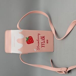 Charming Strawberry Milk Crossbody Bag - Pink